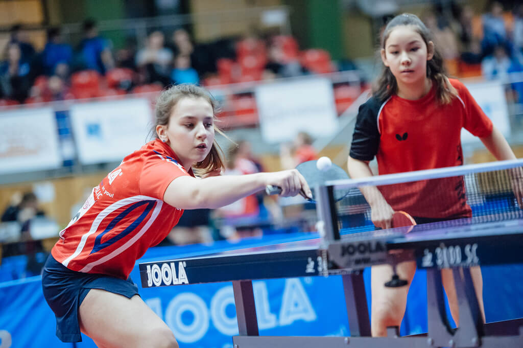 Anna Hursey with her doubles partner